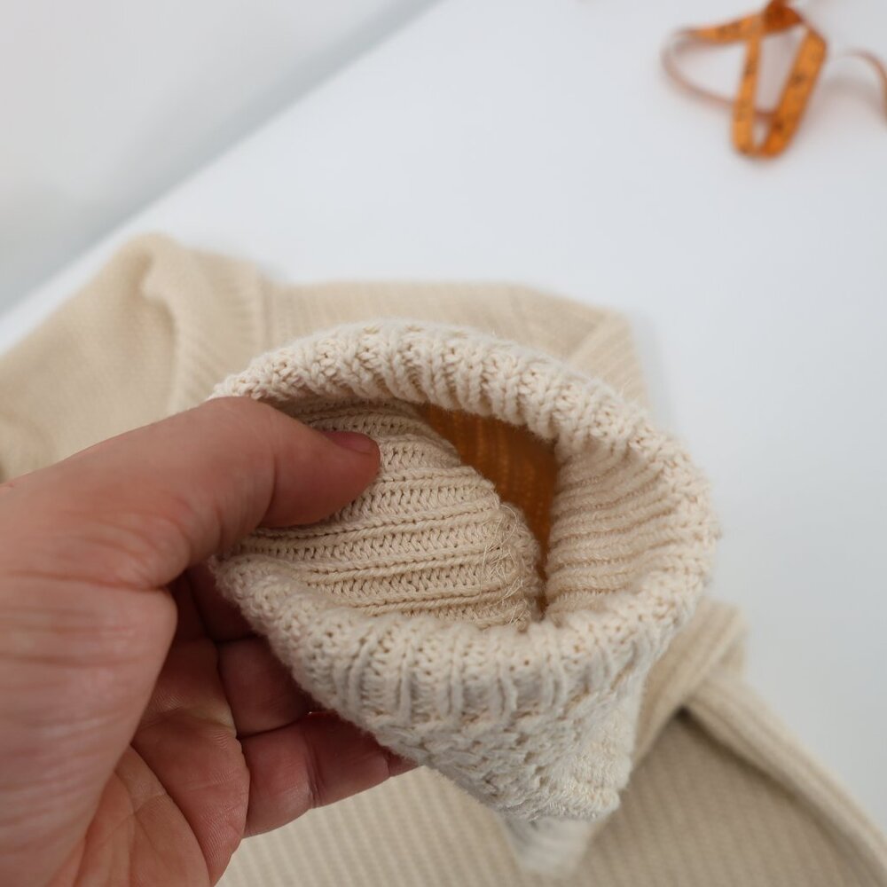 RRL Ralph Lauren sweater mens large Shawl Collar Cotton Knit beige jumper - Picture 12 of 13